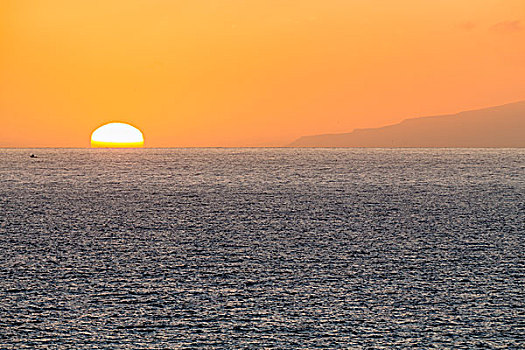 夕阳,上方,海洋,阿德赫海岸,特内里费岛,加纳利群岛,西班牙,欧洲