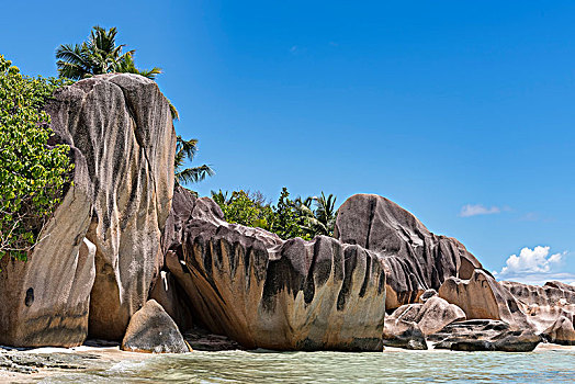 海滩,花冈岩,石头,拉迪格岛,塞舌尔,印度洋,非洲