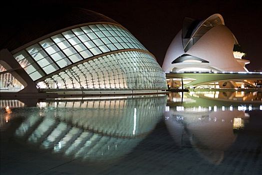 艺术和科学之城,imax,剧院,左边,右边,设计,建筑师,圣地亚哥,瓦伦西亚,西班牙