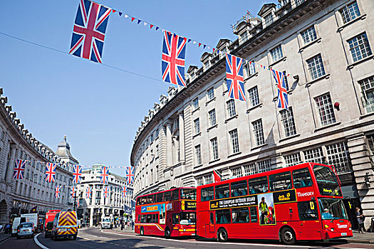 双层巴士,街道,伦敦,英格兰