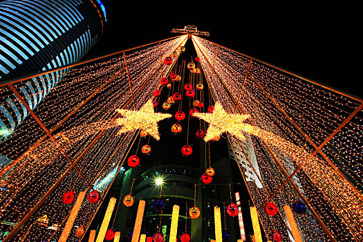 夜景,圣诞,新年,灯光,红球,圣诞节,节日