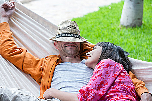 情侣,躺着,吊床,马略卡岛,西班牙