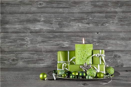 木质,圣诞节,降临节,背景,绿色,装饰,蜡烛,礼物