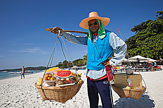 泰国,苏梅岛,水果,摊贩,海滩
