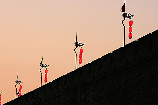 陕西西安城墙夜景
