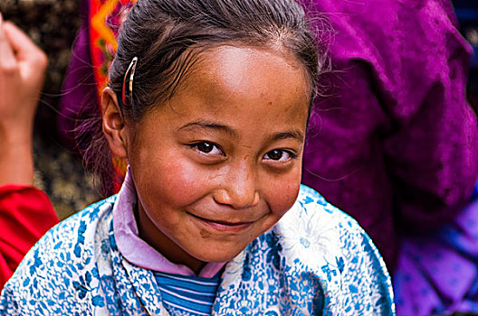 头像,微笑,女孩,不丹
