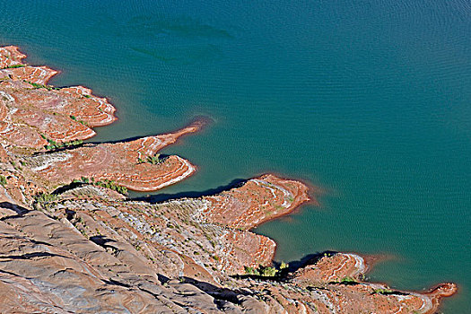鲍威尔湖,砂岩,水,亚利桑那,美国,北美