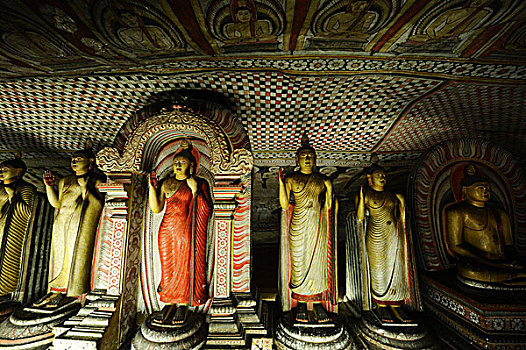 斯里兰卡,丹布勒,洞穴,庙宇,佛像