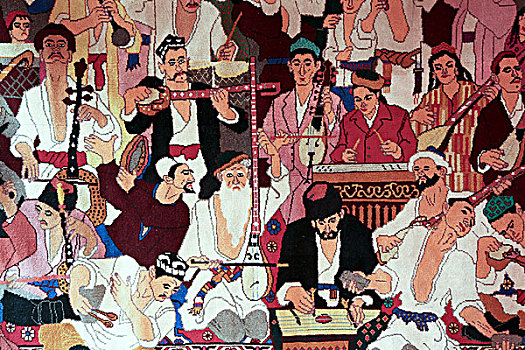 描绘少数民族人民娱乐生活的画,新疆喀什塔什库尔干县