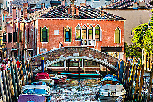 穿过,运河,晴朗,早晨,威尼斯,意大利