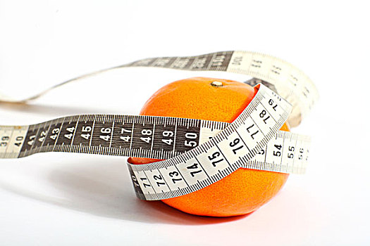 卷尺,展示,计量,测量,柑橘,象征,健康饮食,水果