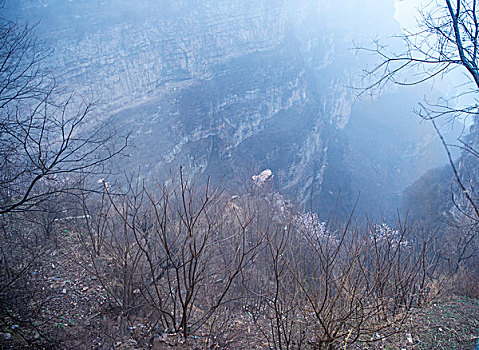 太行山,悬崖,岩石,雾