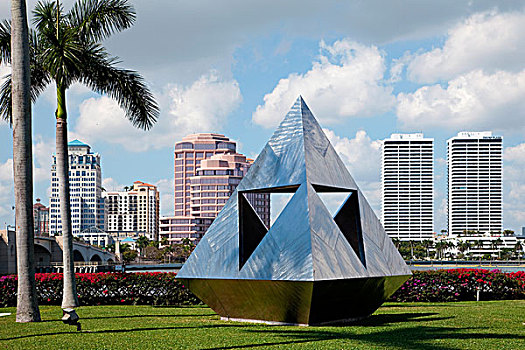金字塔,社会,四个,艺术,棕榈海滩,西部,背景