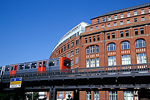 地铁,桥,建筑,运输,城市,汉堡市,德国,欧洲