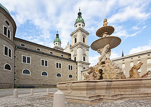 喷泉,圆顶,老,萨尔茨堡,奥地利