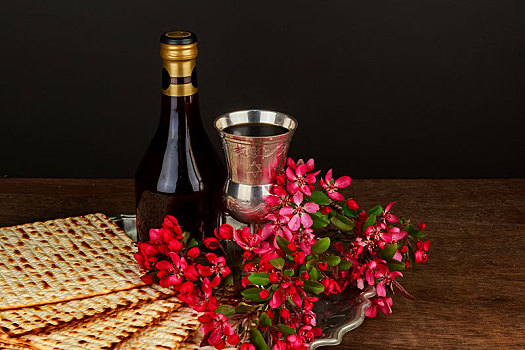 静物,葡萄酒,犹太,逾越节,面包