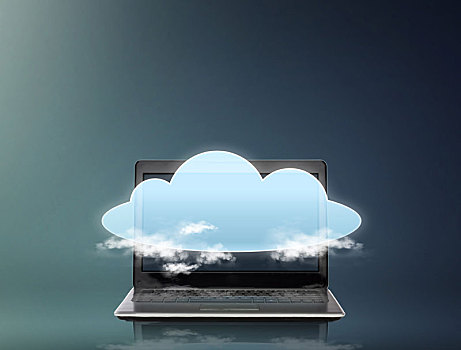 笔记本电脑,云,上方,显示屏
