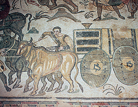 罗马人,图案,阉牛,手推车,三世纪,艺术家,未知