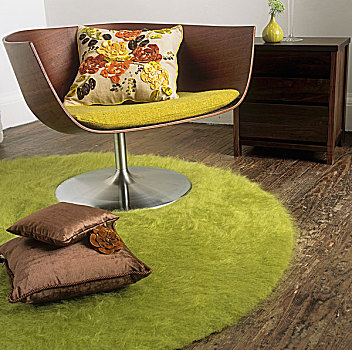 木质,旋轴,椅子,圆,绿色,地毯