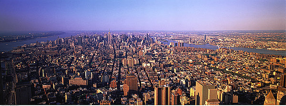 俯视,城市,纽约,美国