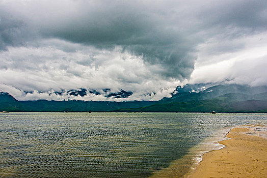 沙滩,生动,风暴,云,色调,越南,亚洲