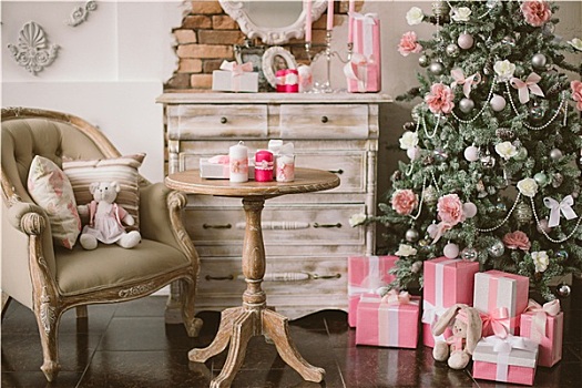 新年,圣诞节,室内,粉红色