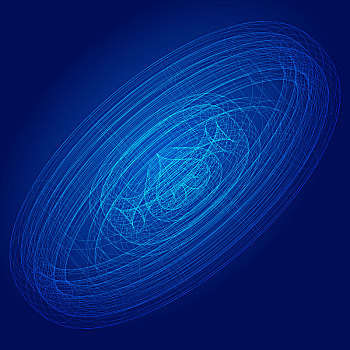 线条组成的发光线圈网络科学技术概念