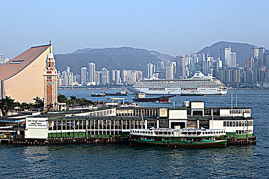 船只,离开,维多利亚港,星,渡轮,码头,香港