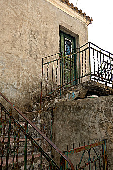 欧洲,希腊,科孚岛,楼梯,老,房子