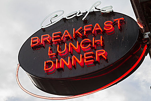 霓虹标识,咖啡,广告,早餐,午餐,餐饭,阿姆斯特丹,荷兰