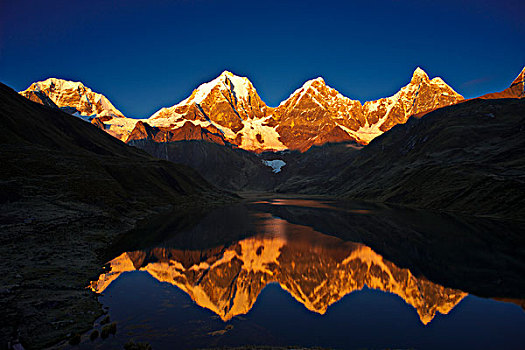 晨光,湖,泻湖,背影,山,大,山脉,北方,秘鲁,南美