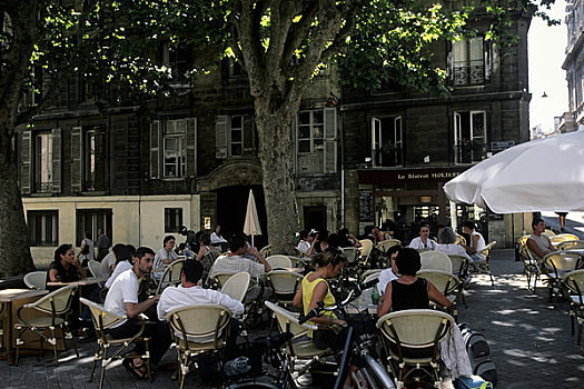 法国,波尔多,街景,街边咖啡厅