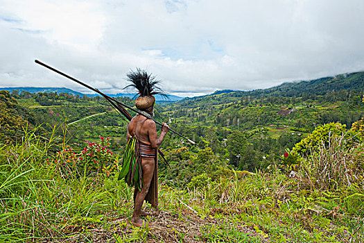 彩色,衣服,部族,首领,高地,巴布亚新几内亚