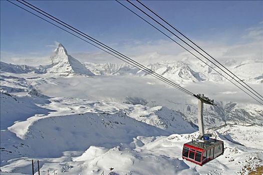 滑雪胜地,策马特峰,吊舱,马塔角,瓦莱,瑞士