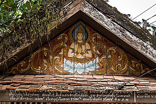 仰视,佛教寺庙,琅勃拉邦,老挝