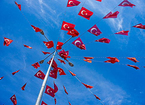 旗杆,土耳其,旗帜,老城,安塔利亚,里维埃拉,亚洲