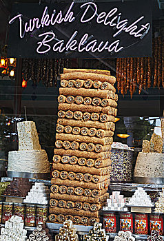 窗户,店,销售,土耳其,甜点,美食,伊斯坦布尔
