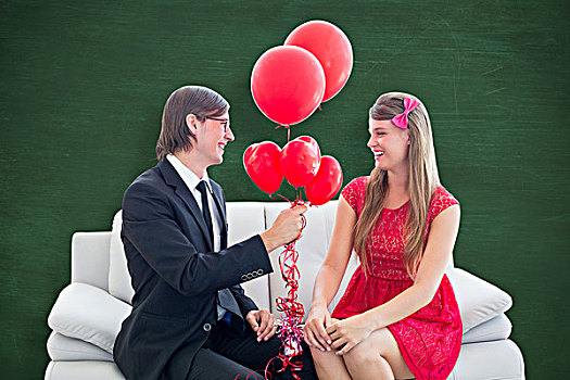 可爱,情侣,红色,气球