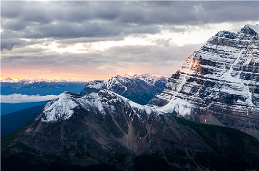 山脉,风景,彩色,日出,班芙,加拿大