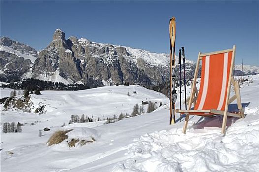 椅子,一对,滑雪,正面,阿尔泰,滑雪区,白云岩,意大利