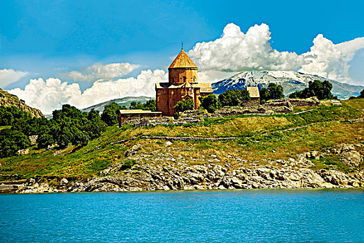 亚美尼亚,大教堂,神圣,十字架,10世纪,岛屿,湖,土耳其,亚洲