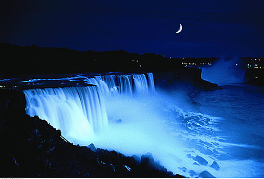 尼亚加拉瀑布,夜晚,纽约,美国