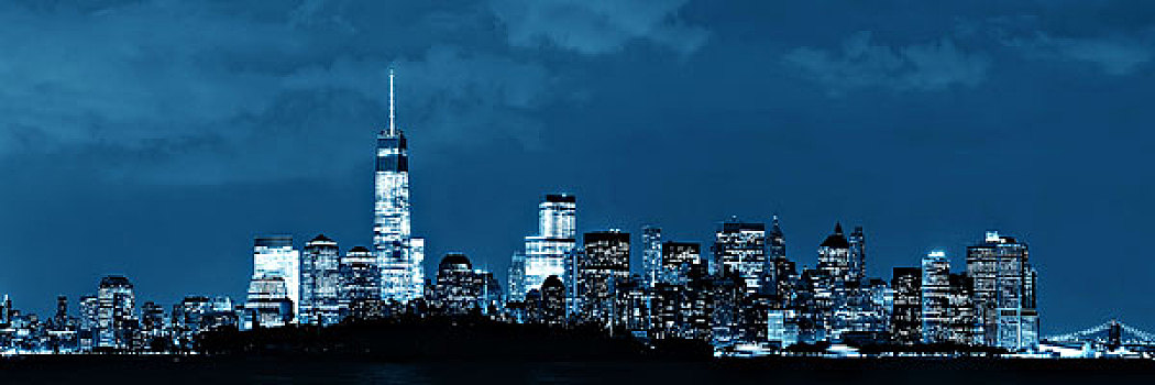 纽约,夜晚,城市,建筑