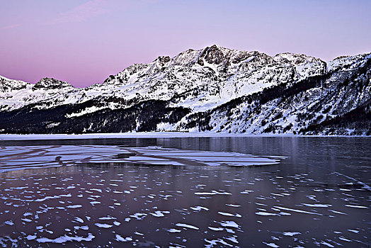冰冻,湖,冬天,恩格达恩,瑞士,欧洲