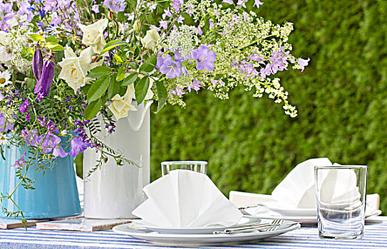 花瓶,紫色,白花,喜庆,花园桌