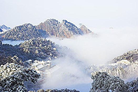 亚洲,中国,安徽,黄山,雾,雪,冬天