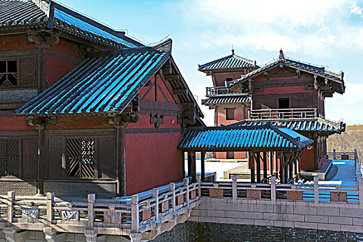 中国涿州影视城的古代建筑铜雀台