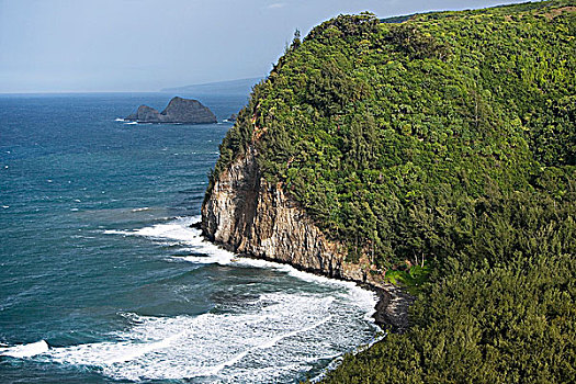 岩石构造,海岸,山谷,夏威夷大岛,夏威夷,美国