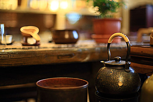 茶具,茶壶,铁壶,茶文化,茶碗,古韵,茶道,特写,复古,香炉,古琴