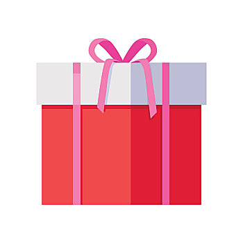 红色,礼盒,粉色,丝带,一个,设计,漂亮,礼物,盒子,压制,蝴蝶结,象征,圣诞礼物,隔绝,矢量,插画